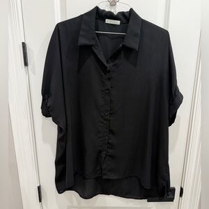 Women's Black Relaxed Button-Down Shirt by Zara